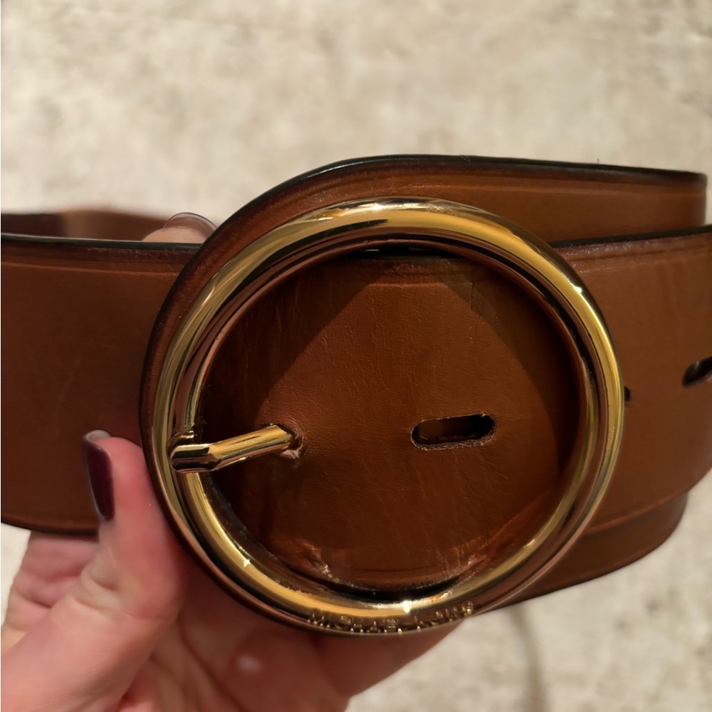 Michael Kors wide leather belt with elastic band